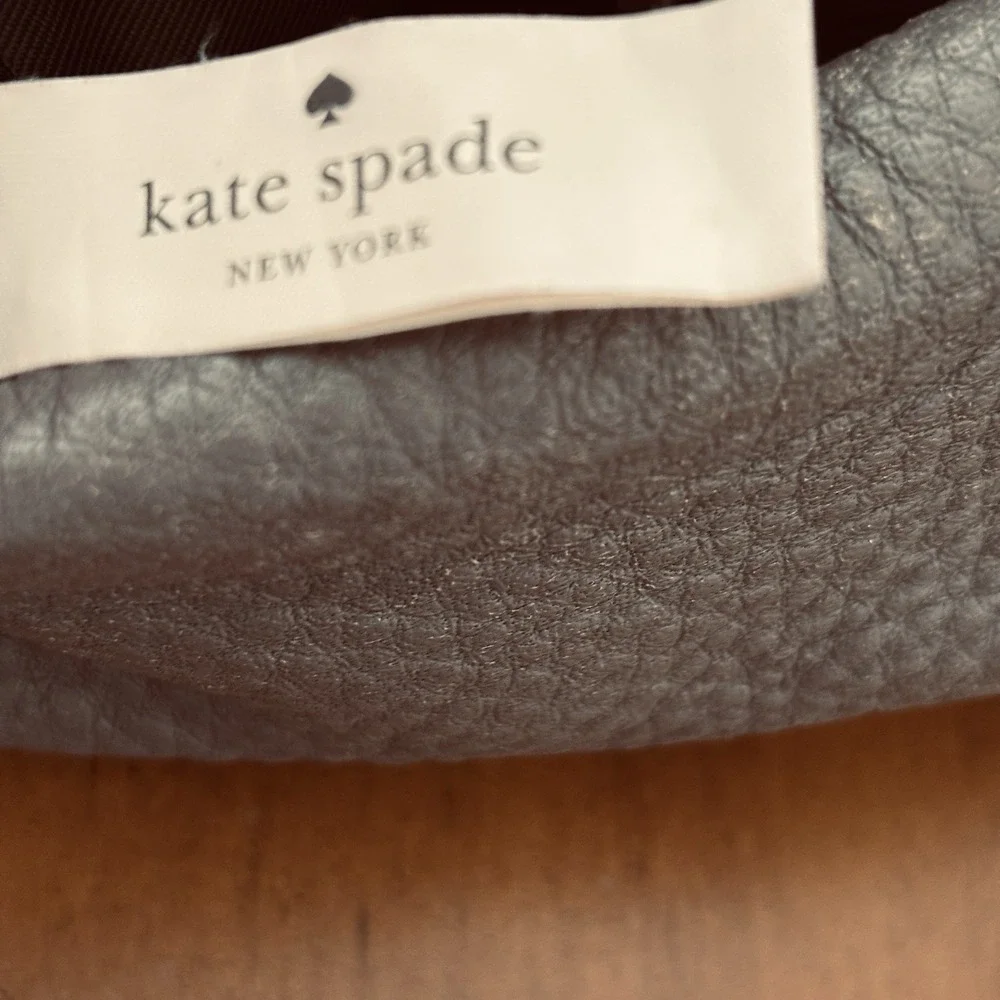 Rare Kate Spade NY Gray Soft Pebbled Leather Suede Hobo Shoulder Bag Snakeskin